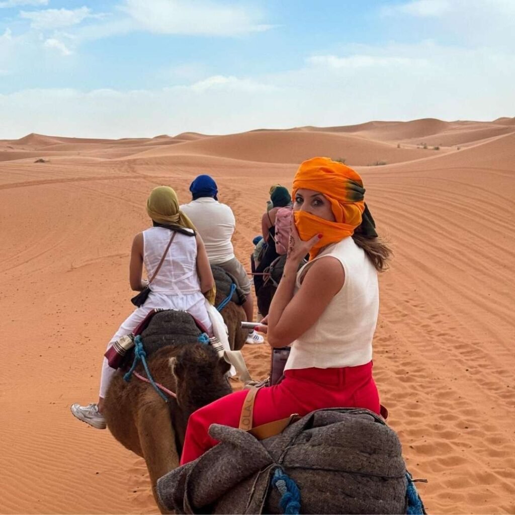 Camel caravan crossing the Sahara on 5 Days Tour from Marrakech to Merzouga