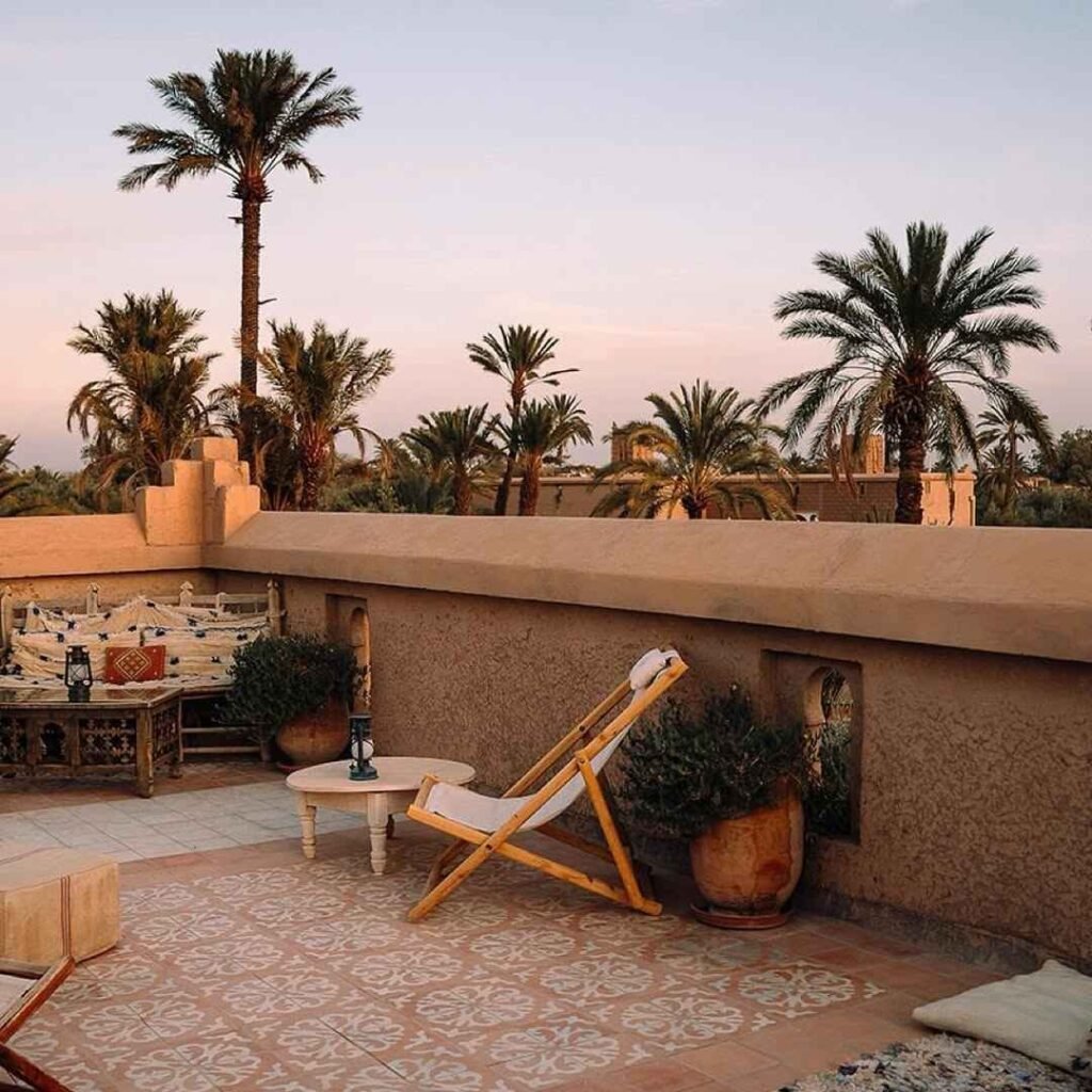 Traditional Moroccan riad terrace during 5 Days Tour from Marrakech to Merzouga