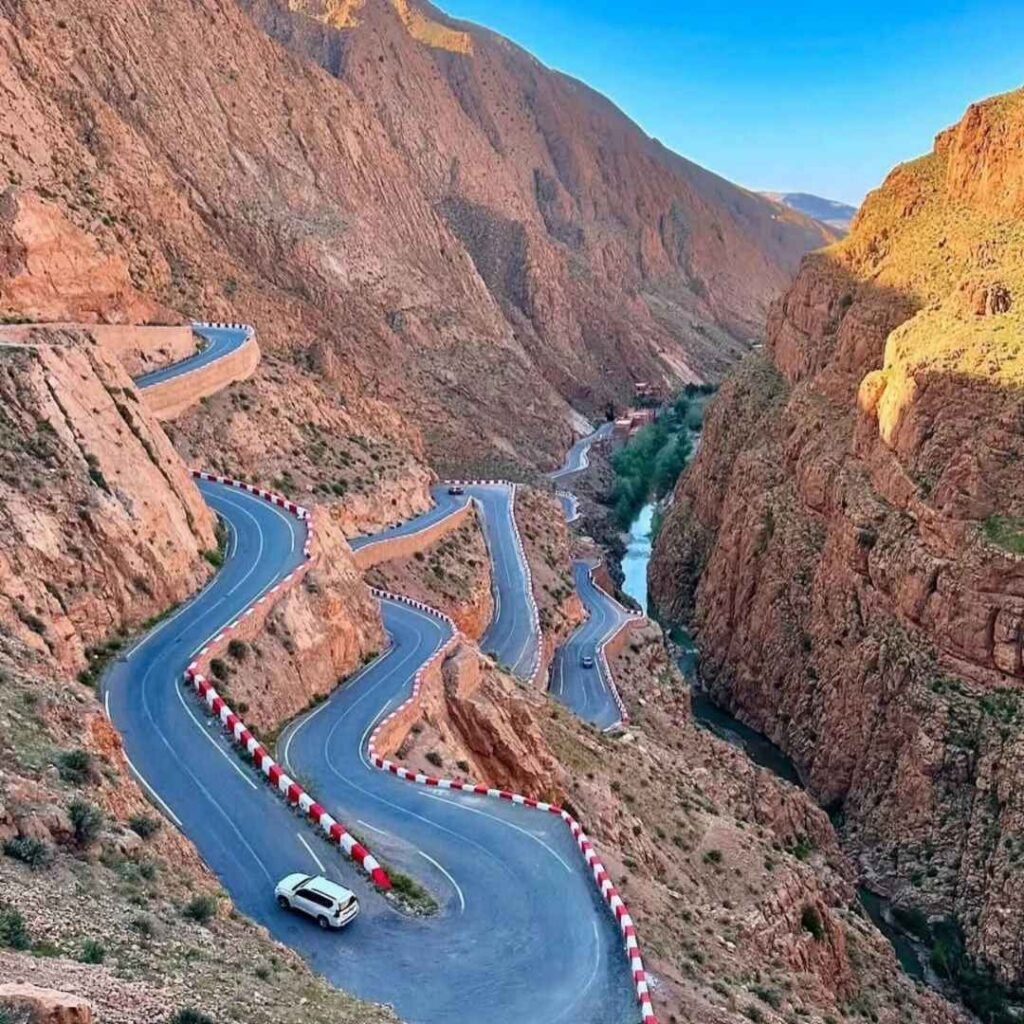 Breathtaking winding roads of the Dades Gorge, a must-see on a 5 Days Tour from Marrakech to Fes.