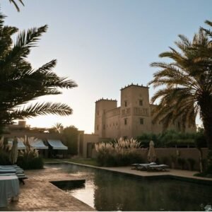 Relax by the pool of a luxury riad, a peaceful escape on a 10 Days Tour from Casablanca.