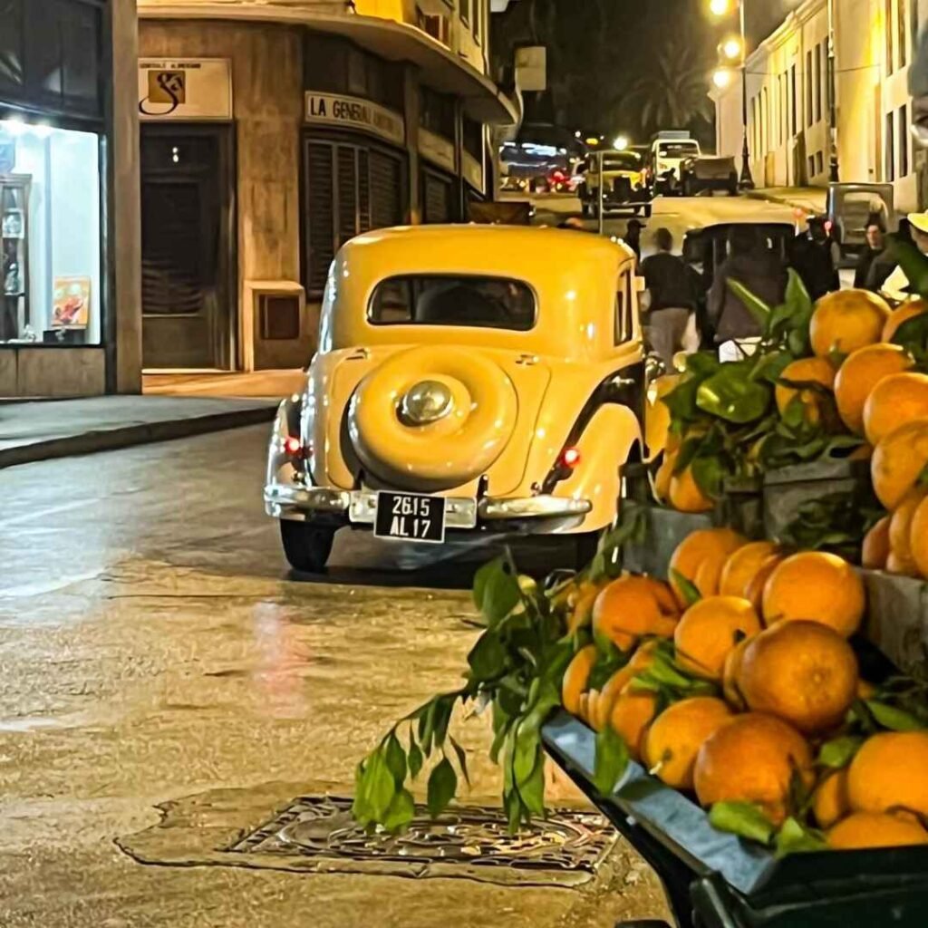 Classic street market view on Casablanca to Tangier tour